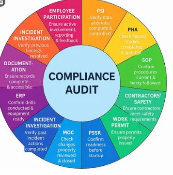 An auditor or inspector reviewing files on site, or a compliance training session